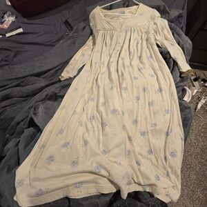 Aria Cream and Blue Floral Pajama Gown